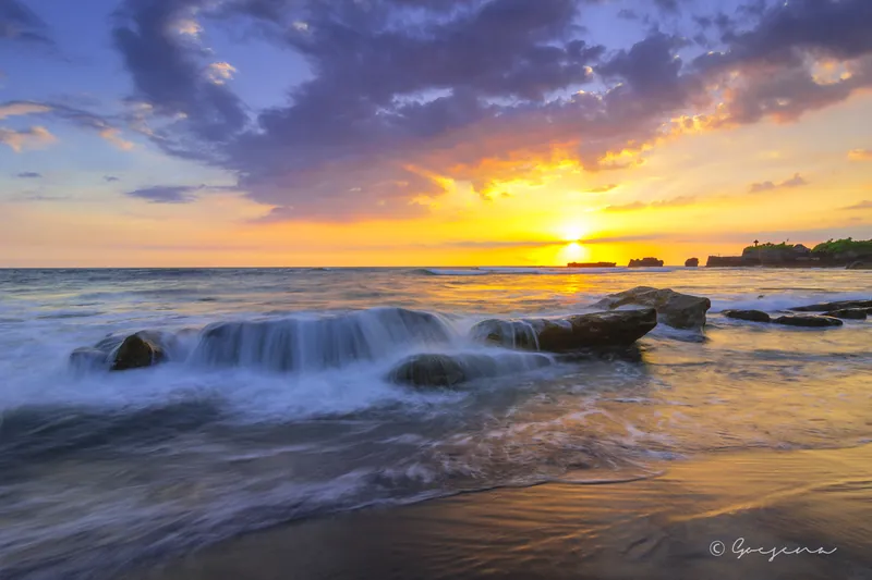 Waves over the rocks at Mengening beach, Cemagi