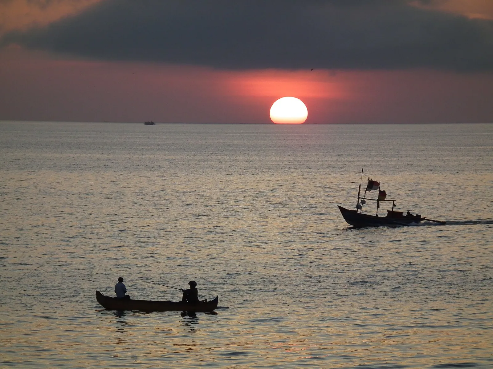 Fishing boats at sunset in Jimbaran Bay