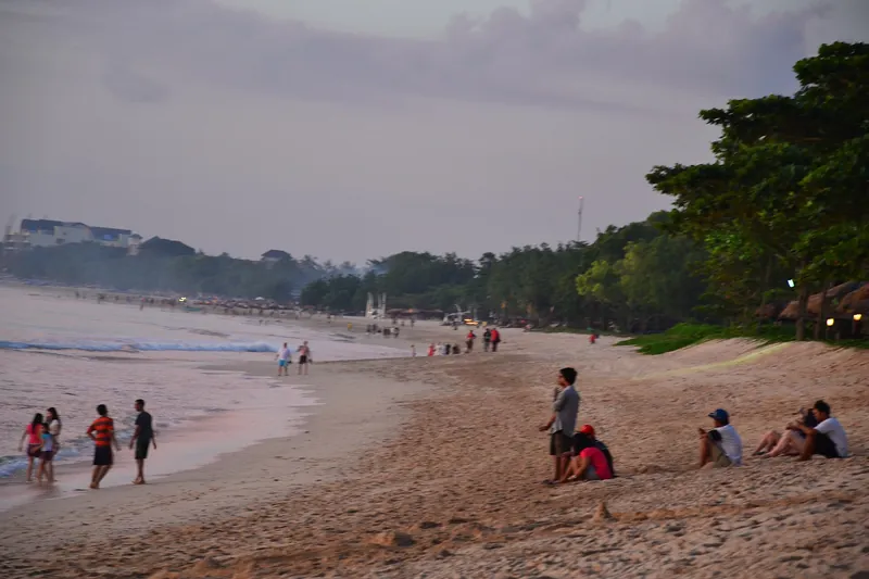 The beach at Jimbaran Bay in the evening