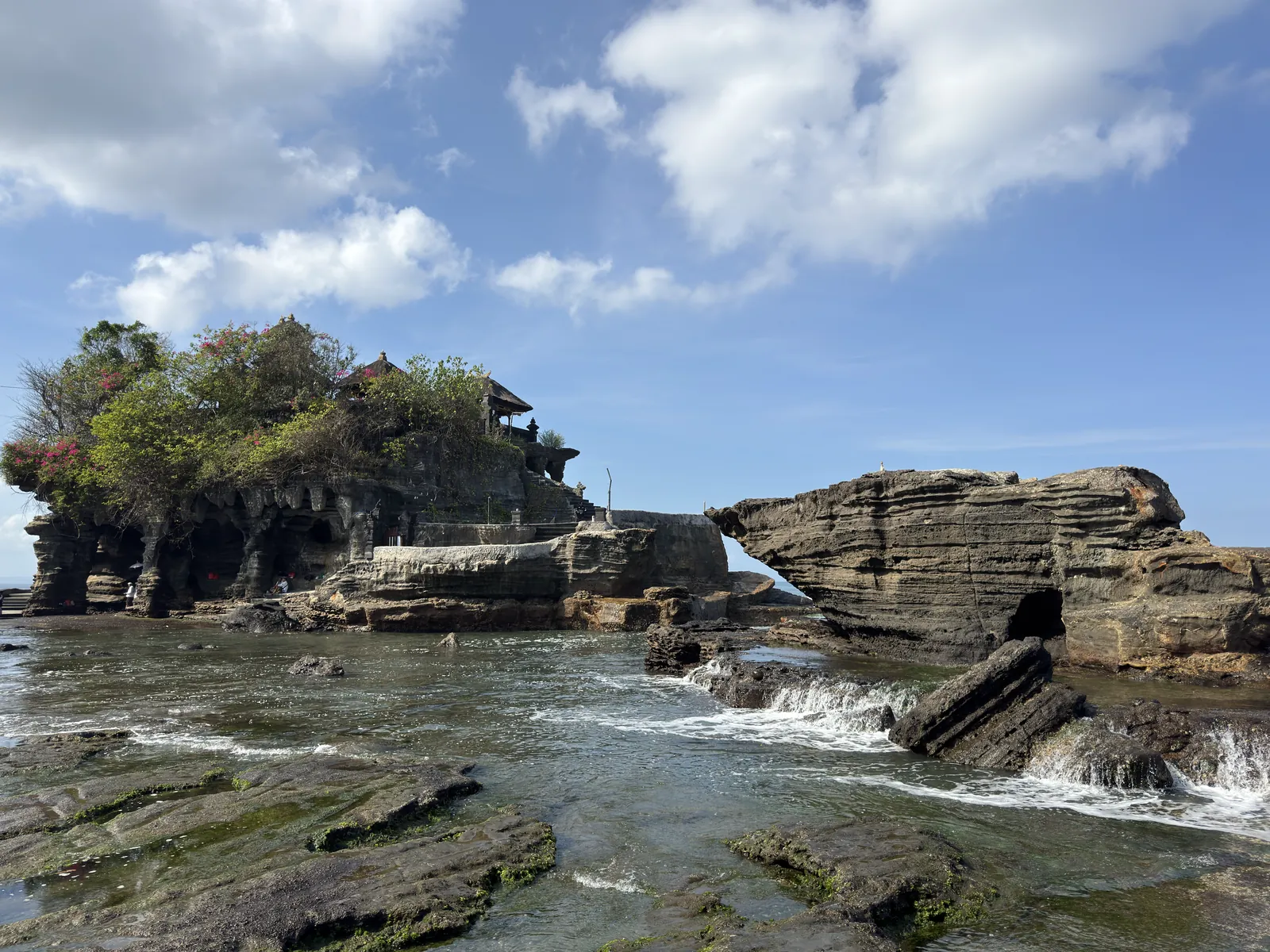 The rock temple at Tanah Lot at low tide